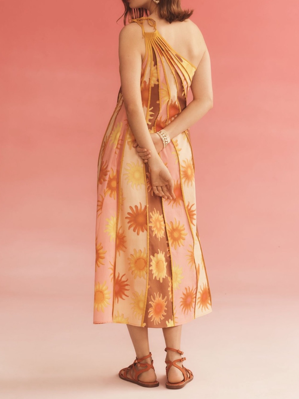 NWT FARM Rio x Anthropologie One Shoulder Seamed A-Line Sunburst Dress - Picture 2 of 12